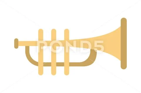 Yellow trumpet icon. Classical concert instrument. Musical Stock Illustration