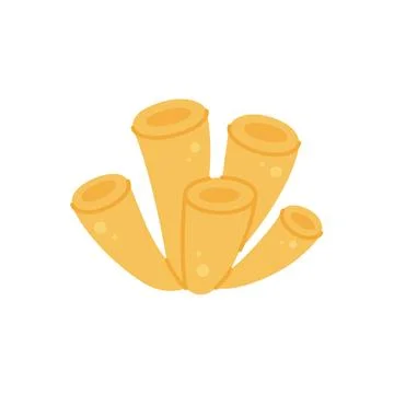 Yellow tube sponge, simple vector marine organism illustration for ocean and Stock Illustration