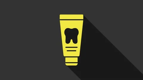 Yellow Tube of toothpaste icon isolated on grey background. 4K Video motion Stock Footage 147704869