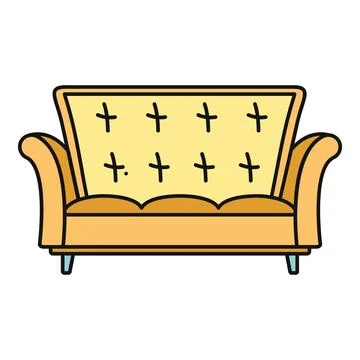 Yellow tufted sofa illustration with comfortable seating Stock Illustration