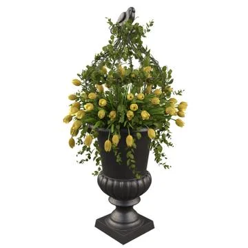 Yellow tulips flowers in vase Stock Photos