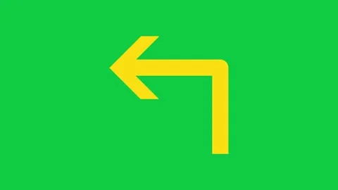 Yellow turn left arrow drawing on on green screen 스톡 동영상 348305495