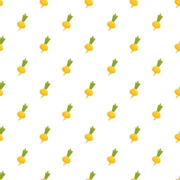 Yellow turnip cartoon seamless pattern creating vegetable background Stock Illustration
