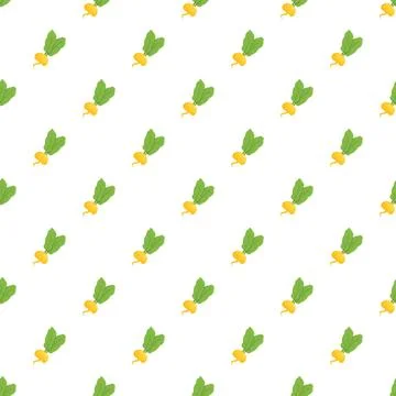 Yellow turnip root vegetables repeating seamless pattern Stock Illustration