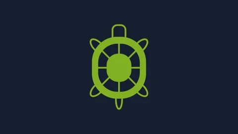 Yellow Turtle icon isolated on blue background. 4K Video motion graphic Stock Footage 231525680