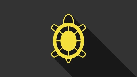 Yellow Turtle icon isolated on grey background. 4K Video motion graphic Stock Footage 156441972