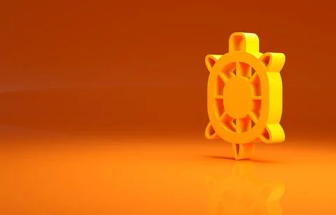 Yellow Turtle icon isolated on orange background. Minimalism concept. 3d Stock Illustration