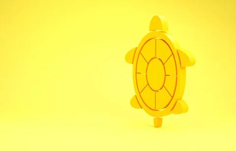 Yellow Turtle icon isolated on yellow background. Minimalism concept. 3d illu Stock Illustration