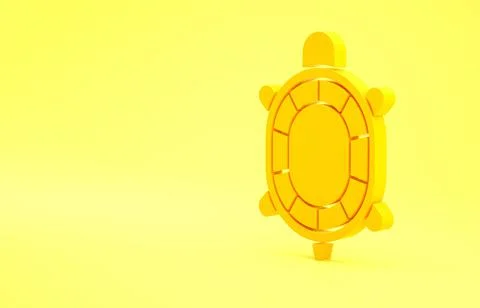 Yellow Turtle icon isolated on yellow background. Minimalism concept. 3d illu Stock Illustration
