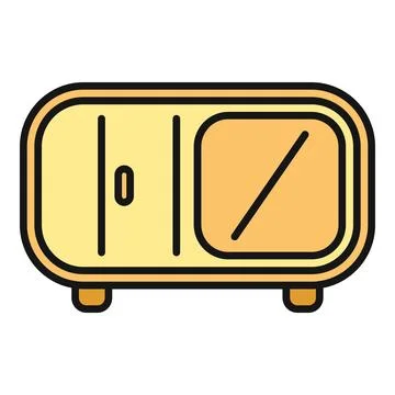 Yellow tv console table cabinet furniture icon Stock Illustration