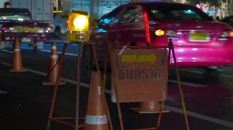 Yellow twinkle siren on pole to indicate the road Stock Footage 58894957
