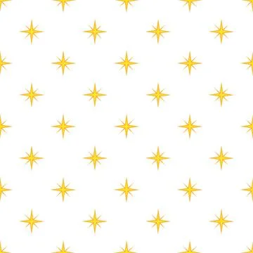 Yellow twinkling stars seamless pattern on white background Stock Illustration