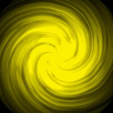 A yellow twisted galaxy on a black background. Yellow abstraction.  Stock Illustration
