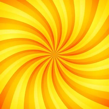 Yellow twisted sunburst rays background Illustrazione stock