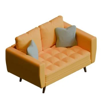 Yellow Two Seater Sofa Isometric View 3D Render Illustration Stock Illustration