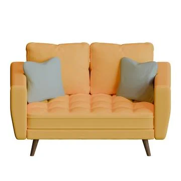 Yellow Two Seater Sofa Top Front View 3D Render Illustration Illustrazione stock