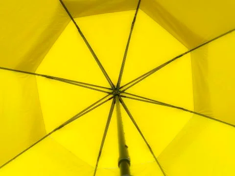 Yellow Umbrella Close Up Underside Stock Photos