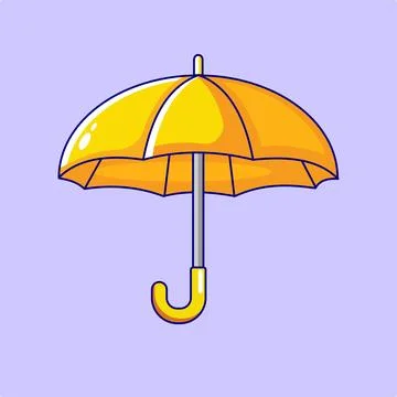 Yellow Umbrella Flat Design Vector Illustration Stock Illustration