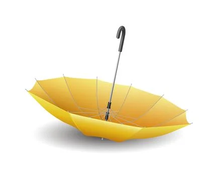 Yellow umbrella upside down realistic vector illustration Stock Illustration