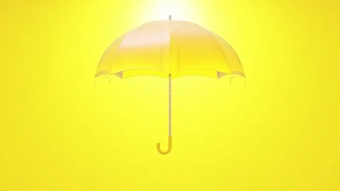Yellow umbrella was opened while it was pouring rain. Designed with minimal. Stock Footage 263273347