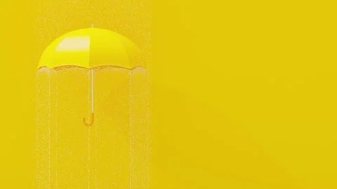 Yellow umbrella was opened while it was pouring rain. Vídeo Stock 263273495
