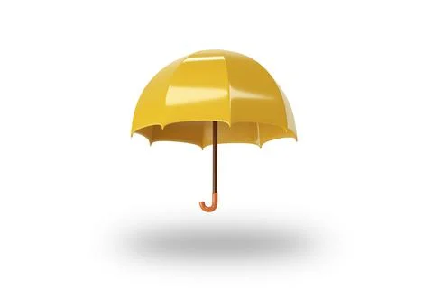 Yellow umbrella on white background. 3d render Stock Illustration