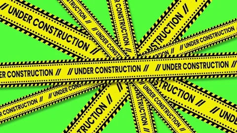 Yellow under construction tapes arranged in radial circular pattern 스톡 동영상 331766120