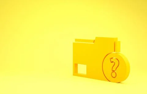 Yellow Unknown document folder icon isolated on yellow background. File with  Illustrazione stock