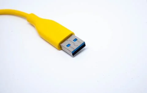 Yellow Usb-cable Micro Usb Isolated on white background Stock Photos