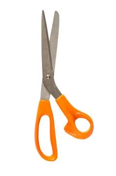 Yellow used scissors isolated Stock Photos
