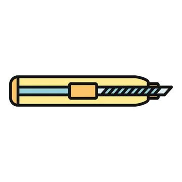 Yellow utility knife cutting tool cartoon illustration Stock Illustration