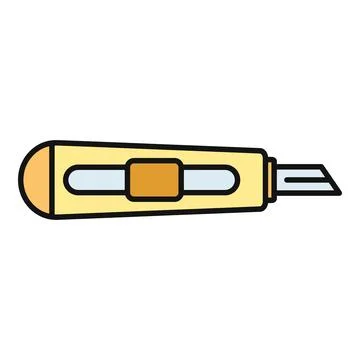 Yellow utility knife tool for cutting paper and cardboard Stock Illustration