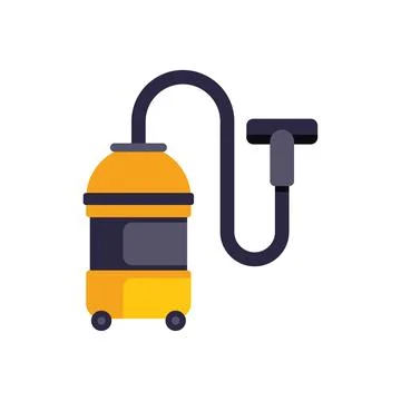 Yellow vacuum cleaner cleaning using a hose and a nozzle Illustrazione stock