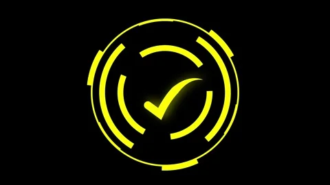 Yellow validation icon hud animation with glowing check mark inside circula.. Stock Footage 337364709
