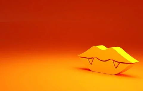 Yellow Vampire teeth icon isolated on orange background. Happy Halloween part Illustrazione stock