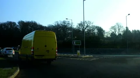 Yellow van overtaking on highway Stock Footage 10728114