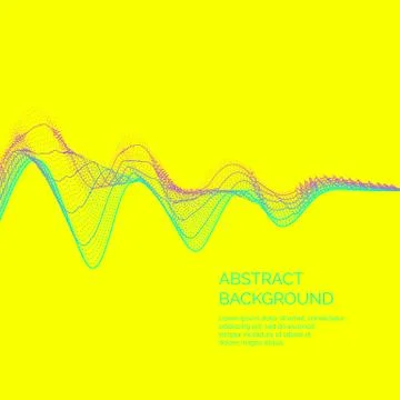 Yellow vector abstract background with a colorful dynamic waves and particles Stock Illustration