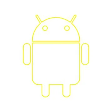 Yellow vector android line icon isolated on white background Stock Illustration