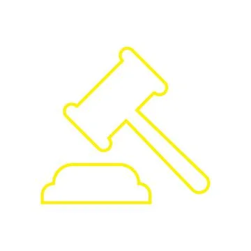 Yellow vector auction line icon isolated on white background Stock Illustration