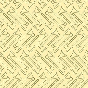 Yellow vector background for axe Seamless vector pattern with gray line ax... Stock Photos