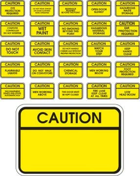 Yellow vector caution signs 스톡 일러스트