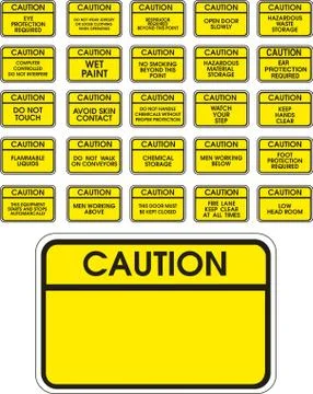 Yellow vector caution signs 스톡 일러스트
