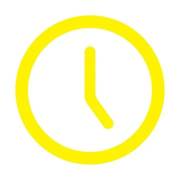 Yellow vector clock time icon isolated on white background Stock Illustration