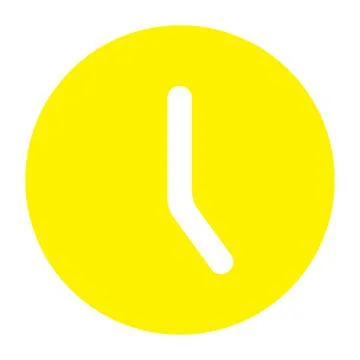 Yellow vector clock time solid icon isolated on white background Stock Illustration