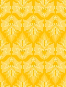 Yellow vector damask simple pattern. Stock Illustration