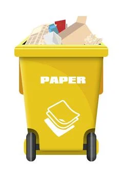 Yellow vector dumpster for paper Stock Illustration
