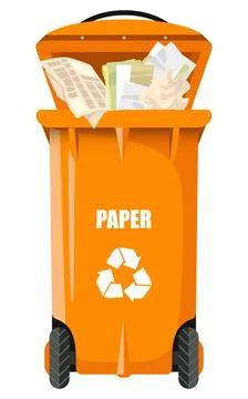 Yellow vector dumpster for paper Stock Illustration