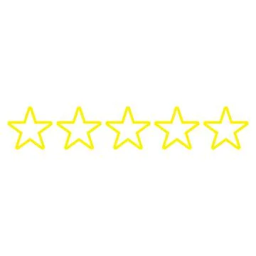 Yellow vector five stars line icon isolated on white background Stock Illustration