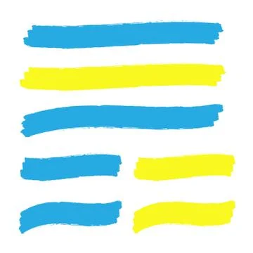 Yellow vector highlighter elements set. Yellow marker text selection イラスト素材