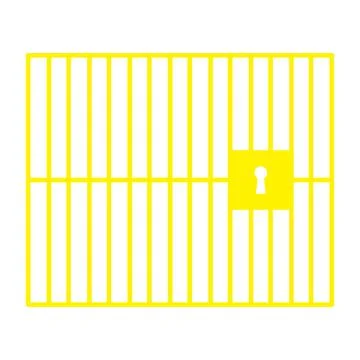 Yellow vector jail or prison icon isolated on white background Stock Illustration